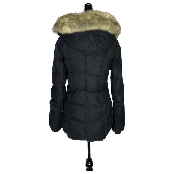 Aritzia Babaton Black Goose Down Faux Fur Hood Winter Parka Jacket - Picture 4 of 16